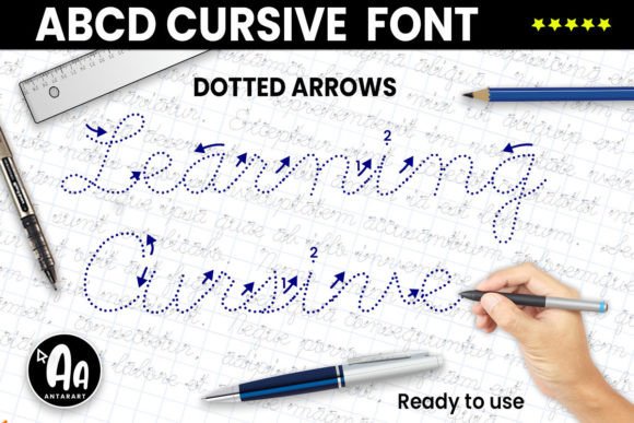 Mastering Cursive Flow: The ABCD Cursive Dotted Arrows Font